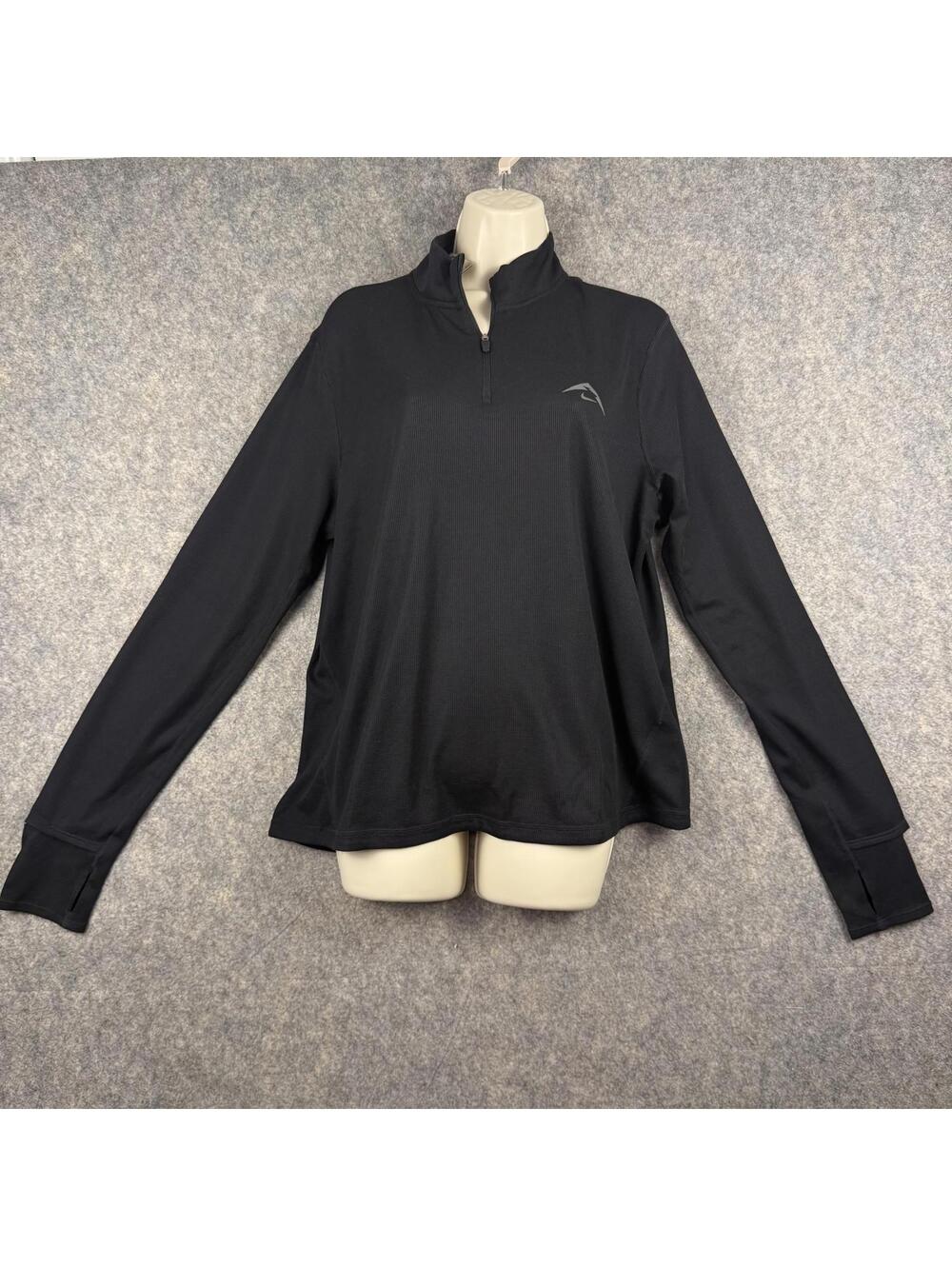Nike Trail Dri-Fit 1/4 Zip Running Top Pullover Women Black Wool Size XL NWT 163